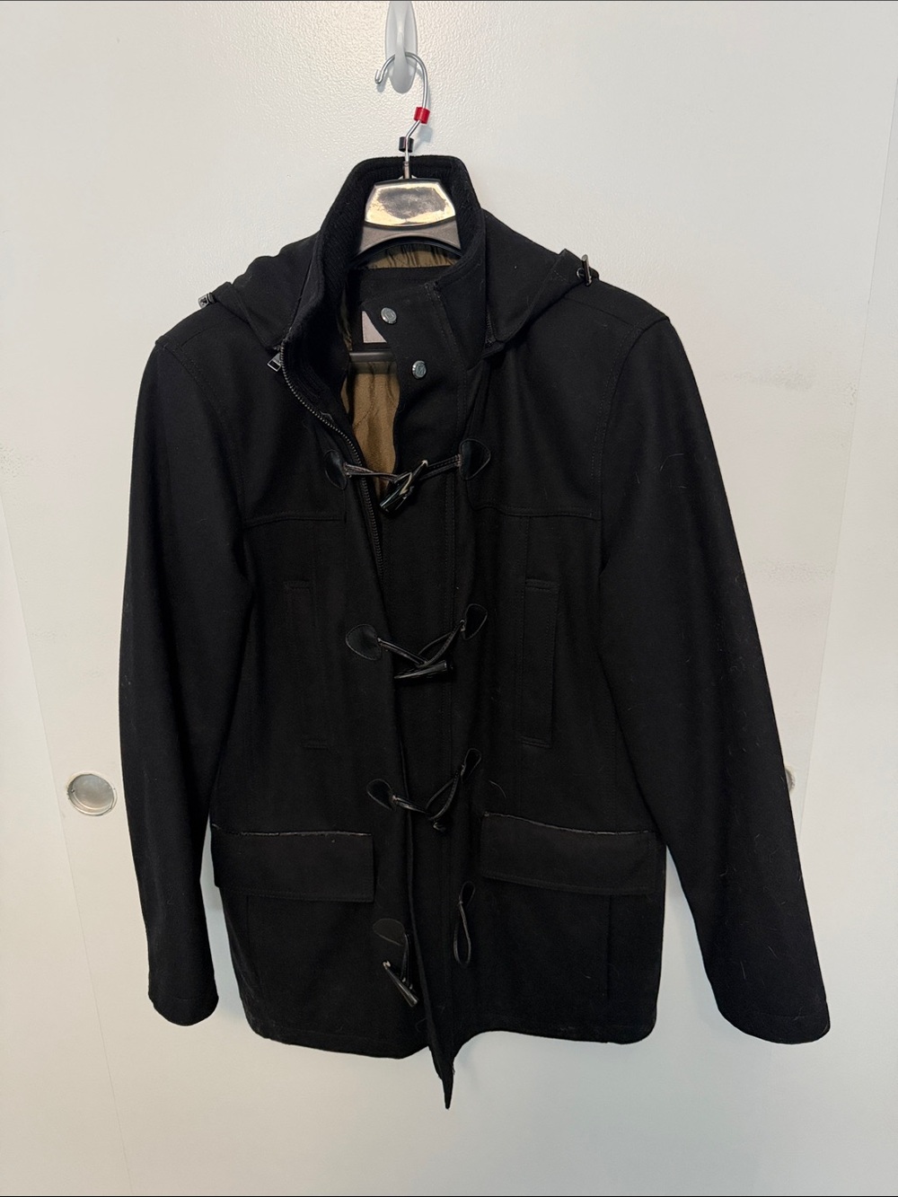 Marc New York Black Hooded Toggle Pea Coat